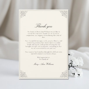 Elegant After Funeral Memorial Sympathy Thank You Card