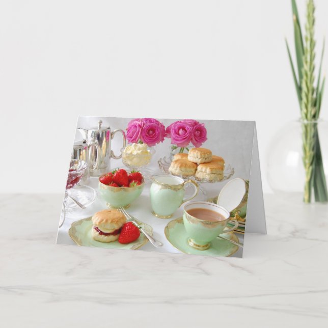 Elegant Afternoon Tea Greetings Card (Front)