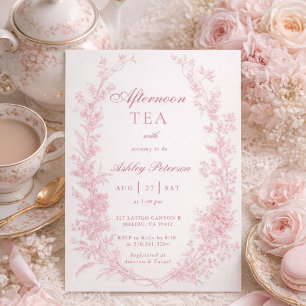 Elegant Afternoon Tea Party Girl Baby Shower Invitation