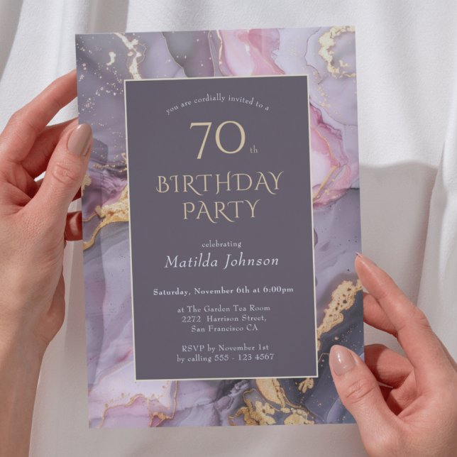 Elegant Agate 70th Birthday Party Invitation (Elegant Agate 70th Birthday Party Invitation)