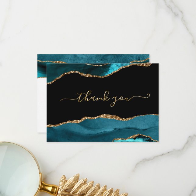 Elegant Agate Glitter Thank You (Front/Back In Situ)