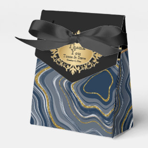Elegant Agate Marble with Grey Blue and Gold Favour Box
