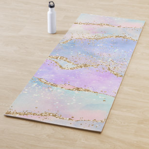 Elegant Agate   Pretty Easter Pastel Glold Glitter Yoga Mat