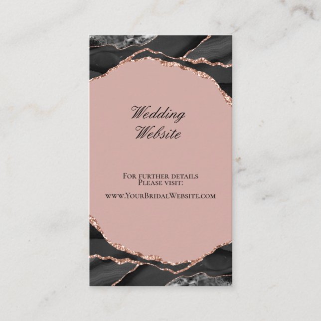 Elegant Agate Rose Gold Wedding Website Enclosure Card (Front)