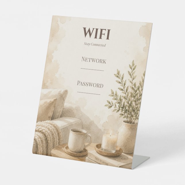 Elegant Airbnb Wifi Password Sign (Front)