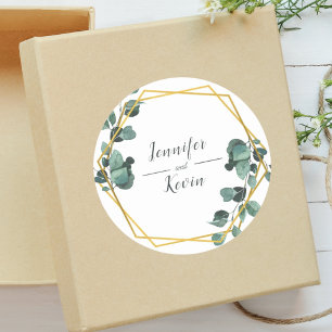 Elegant Airy Greenery Eucalyptus Wedding Classic Round Sticker