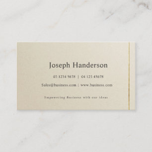 Elegant Alabaster Beige Linen & Gold Corporate Business Card