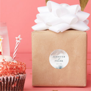 Elegant Alcohol Ink Gold Blush Blue Minimal Modern Classic Round Sticker