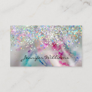 Elegant Alcohol Ink Holographic Glitter Black Business Card