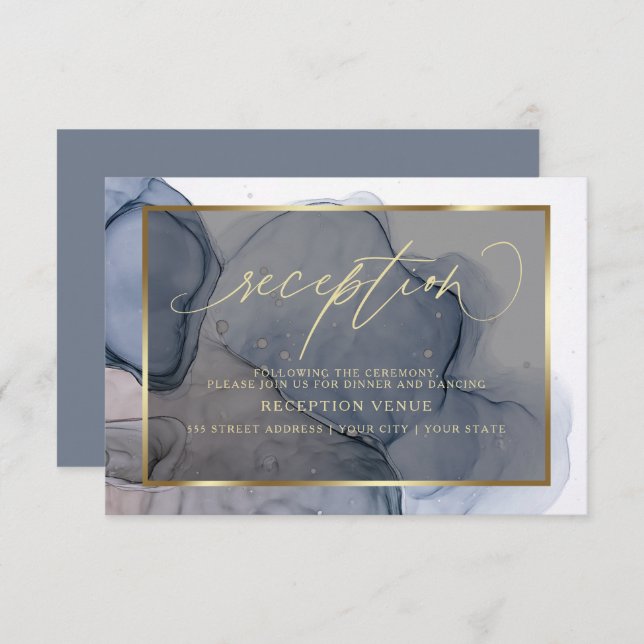 Elegant Alcohol Ink Stains Reception Invitation (Front/Back)