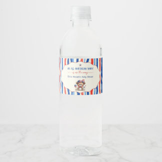 Elegant All American baby 4th July Baby Shower Water Bottle Label