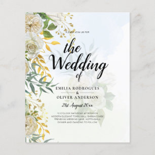 Elegant All-in-1 White Roses Botanical Wedding Flyer