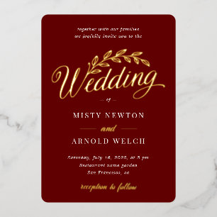 Elegant All in One Gold Foil Red Burgundy Rustic