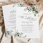 Elegant All In One Watercolor Greenery Wedding Invitation<br><div class="desc">This elegant collection features mixed watercolor greenery leaves paired with a classy serif & delicate sans font in black,  with space to add details on the back. Matching items available.</div>