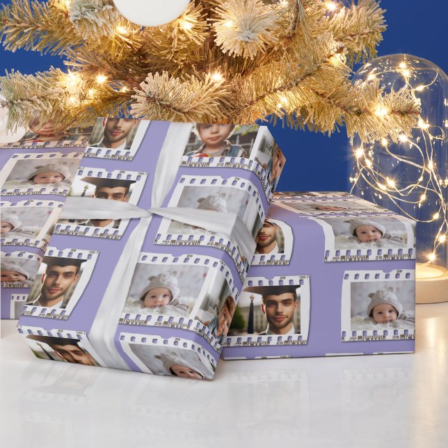 Elegant All-Occasion 16-Photo Film Negative Purple Wrapping Paper (Holidays)