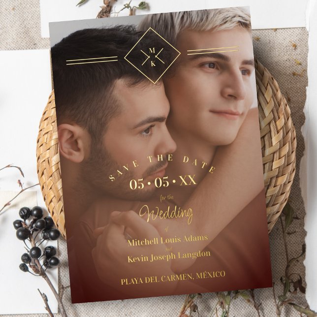 Elegant All Wedding Brown Golden Initials Photo (Creator Uploaded)