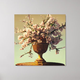 Elegant Almond Blossoms in Vase Canvas Print