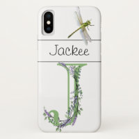 Elegant alphabet J Lavender Eucalyptus Dragonfly