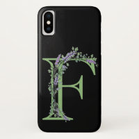 Elegant alphabet letter  F Lavender Eucalyptus