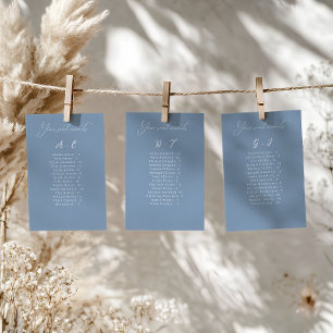 Elegant Alphabetical Blue Wedding Seating Card