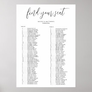 Elegant Alphabetical Order Wedding Seating Chart