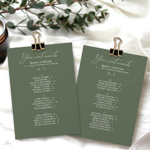 Elegant Alphabetical Wedding Seating Chart Card