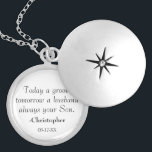 Elegant Always Your Son Mother of the Groom Locket Necklace<br><div class="desc">Great classic gift from a Son (Groom) to his Mother (Mother of the Groom). The design features the quote: "Today a groom,  tomorrow a husband,  always your Son." in a modern font typography. Personalise it with your name and date.</div>