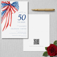 Elegant American Flag Patriotic Bow 50th Birthday