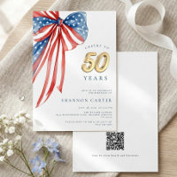 Elegant American Flag Patriotic Bow 50th Birthday