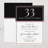 Elegant Amethyst & Black 33rd Wedding Anniversary