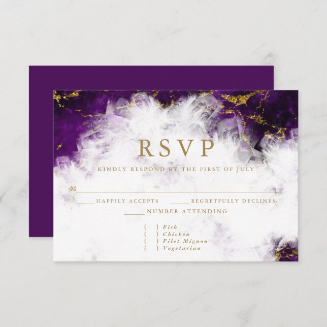 Elegant Amethyst Crystal Geode RSVP Card (Front/Back)