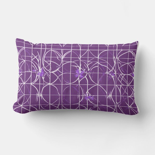 Elegant Amethyst Floral Pillow – Minimalist Tiled  (Front)