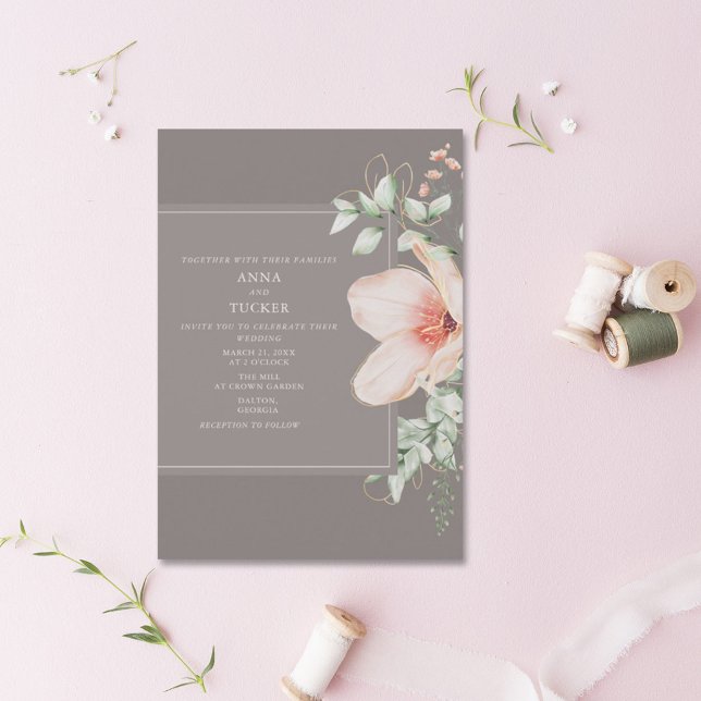 Elegant Amethyst Gold Floral Wedding Invitation (Creator Uploaded)