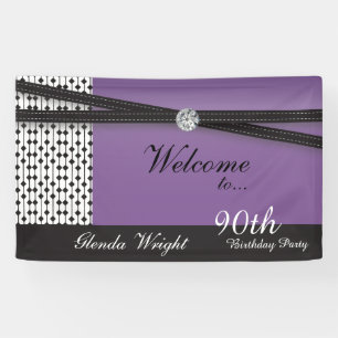 Elegant Amethyst Purple and Black Birthday Banner