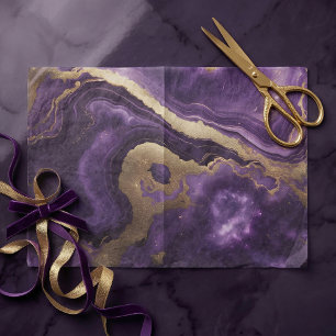 Elegant Amethyst Purple and Gold Agate Marble Tissue Paper