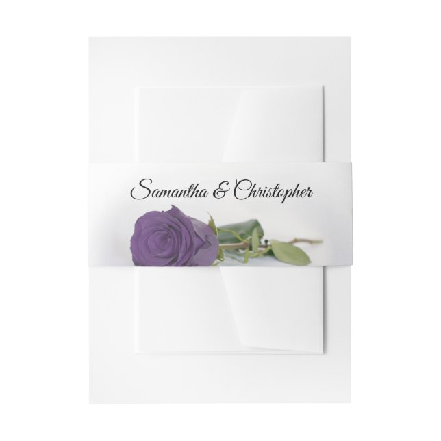 Elegant Amethyst Purple Rose Simple Glam Wedding Invitation Belly Band (Front Example)
