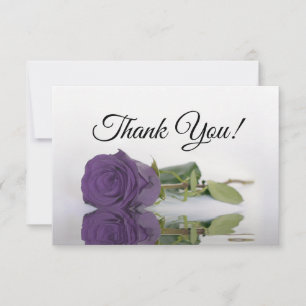 Elegant Amethyst Purple Rose Simple Wedding Thank You Card