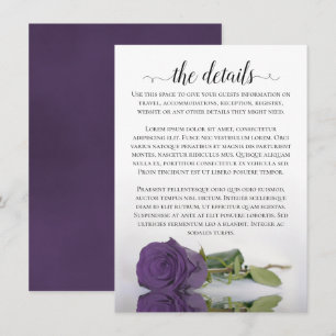 Elegant Amethyst Purple Rose Wedding Details Enclosure Card