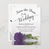 Elegant Amethyst Purple Rose Wedding Save the Date