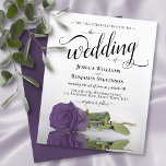 Elegant Amethyst Rose BUDGET Wedding Invitation<br><div class="desc">This simple yet beautiful budget wedding invitation features an elegant design with a single long stemmed amethyst purple rose and elegant script calligraphy. With a low affordable price,  this invite is the perfect solution for elegance and grace without breaking the bank.</div>