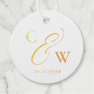 Elegant ampersand and initials wedding favour tags