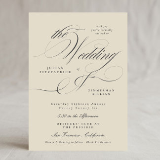 Elegant Ampersand Beige Charcoal The Wedding Invitation