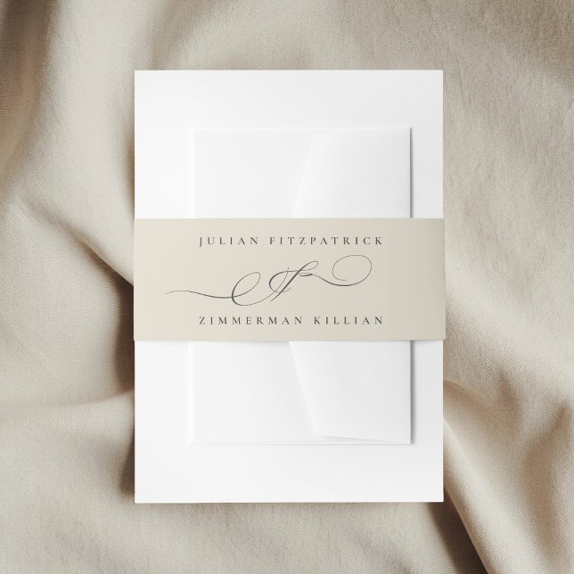 Elegant Ampersand Beige Charcoal  The Wedding Invitation Belly Band (Creator Uploaded)