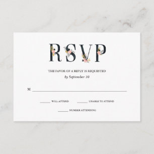Elegant Ampersand Black and White Wedding RSVP Card