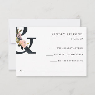 Elegant Ampersand Black and White Wedding RSVP Card