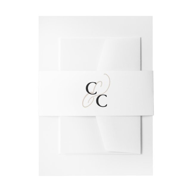 Elegant Ampersand Calligraphy Monogram Invitation Belly Band (Front Example)