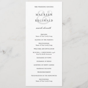 Elegant Ampersand Formal Traditional Wedding Programme