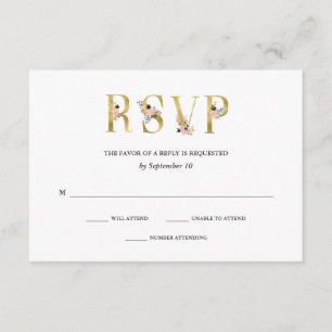 Elegant Ampersand Gold and Blush Wedding RSVP Card