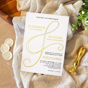 Elegant Ampersand Gold Foil Modern Wedding