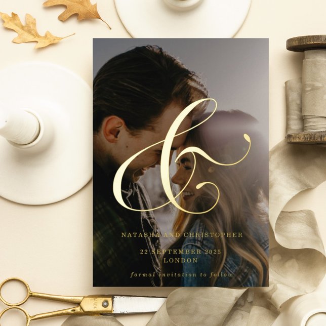 Elegant Ampersand Overlay Photo Save the Date (Creator Uploaded)